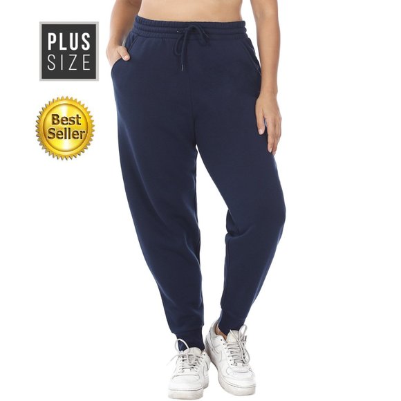 Plus Size Baggy Sweatpants with Pockets - Navy Blue Joggers - Picture 1 of 7
